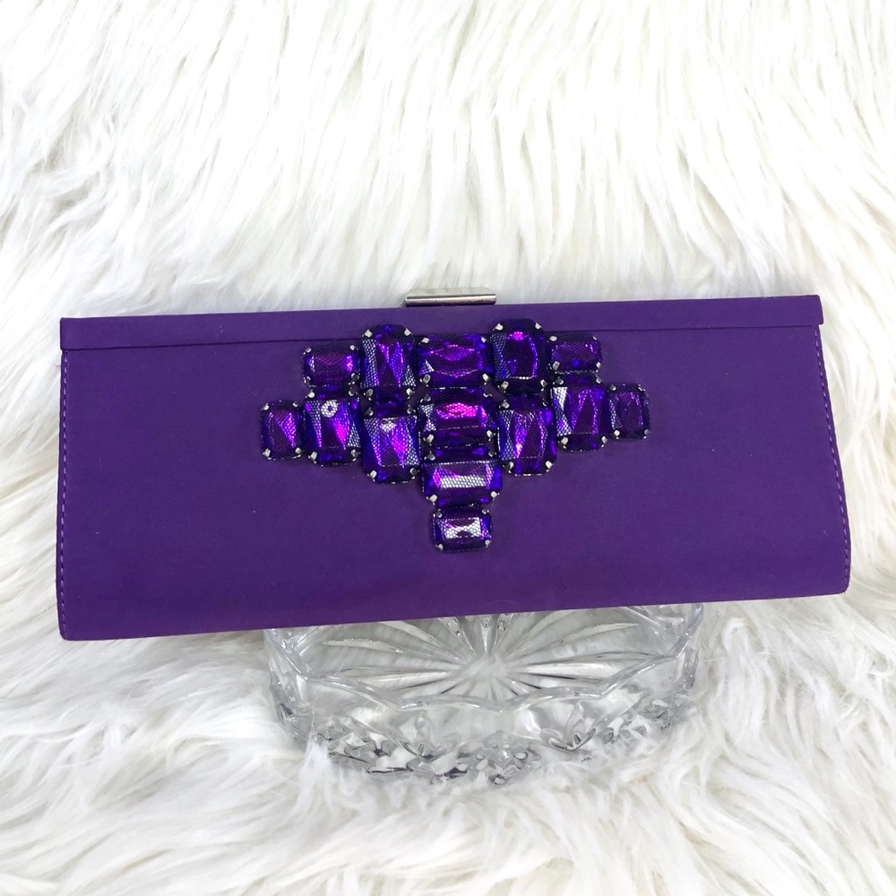 Banana Republic Jewel Purple Satin Clutch